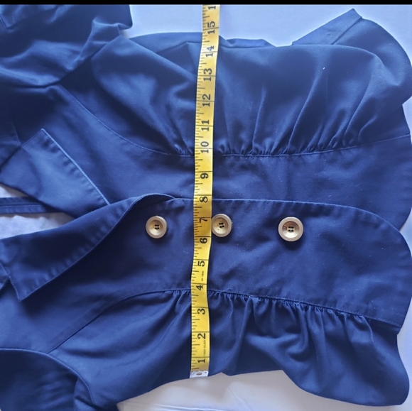 Navy Blue and Gold I.Q. Authentic Brand Button Blazer size Small - Picture 9 of 16